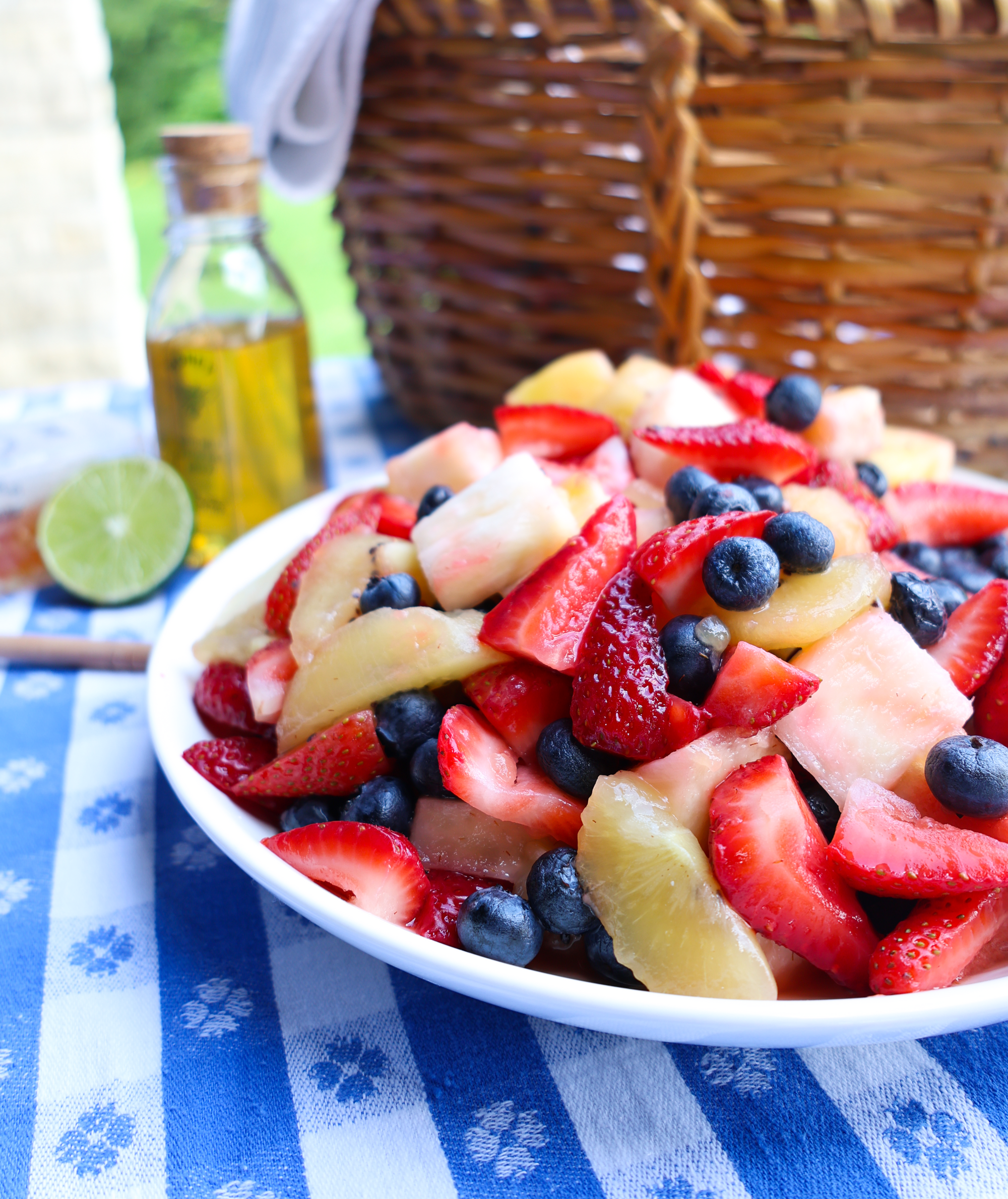 Fruit Salad with Maytag Honey Lime Dressing